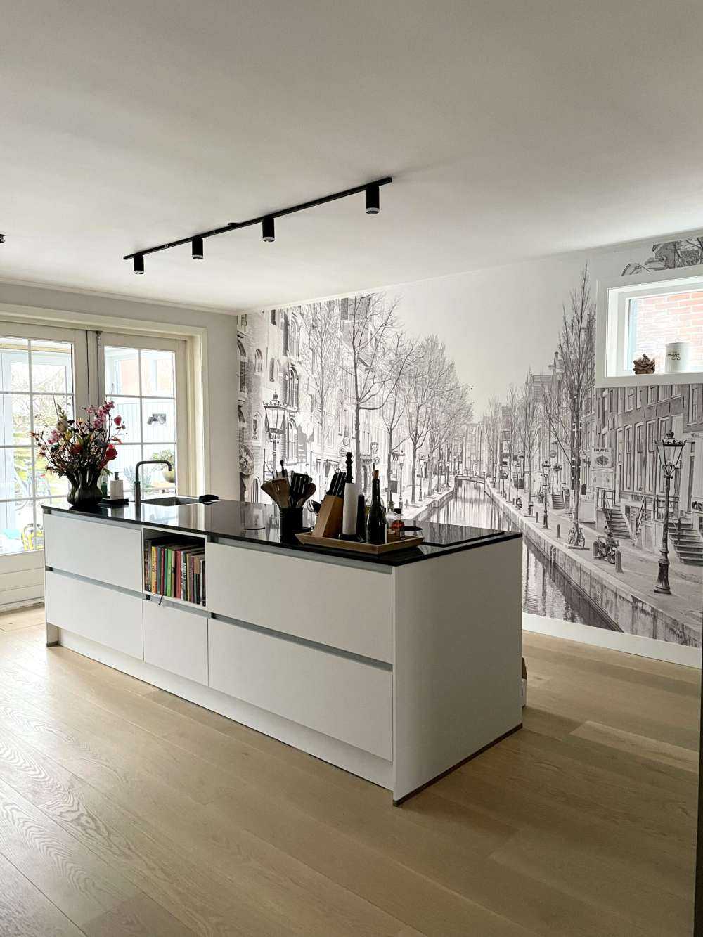 Fotobehang - Amsterdam in zwart wit