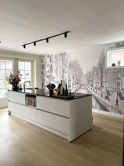 Fotobehang - Amsterdam in zwart wit