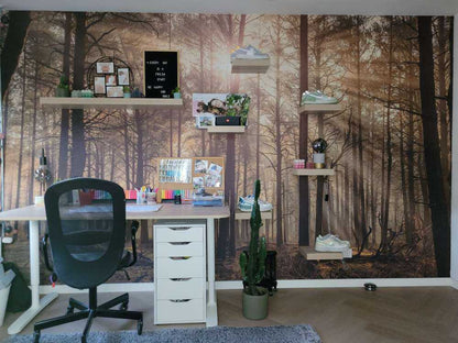 Fotobehang - Bos met hoge bomen