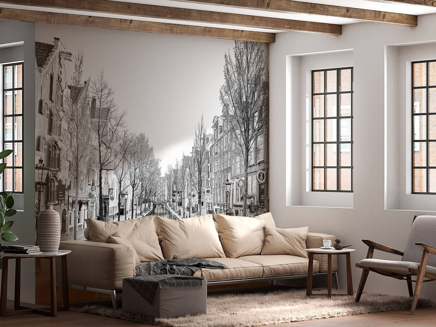 Fotobehang - Amsterdam in zwart wit