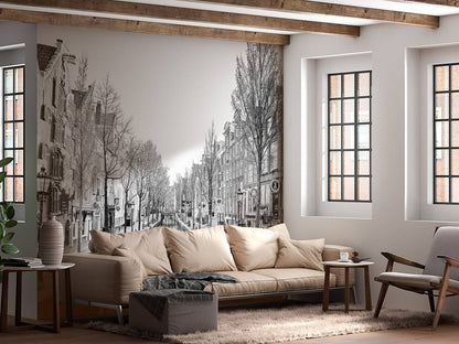 Fotobehang - Amsterdam in zwart wit
