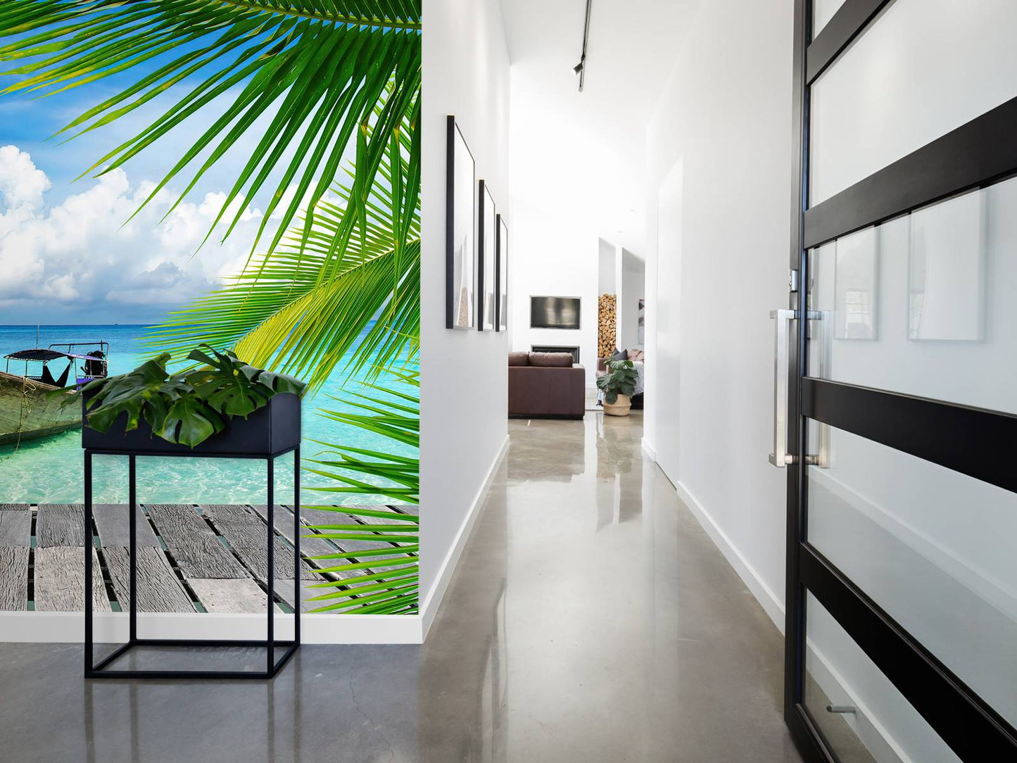 Fotobehang - Boot en een palmboom