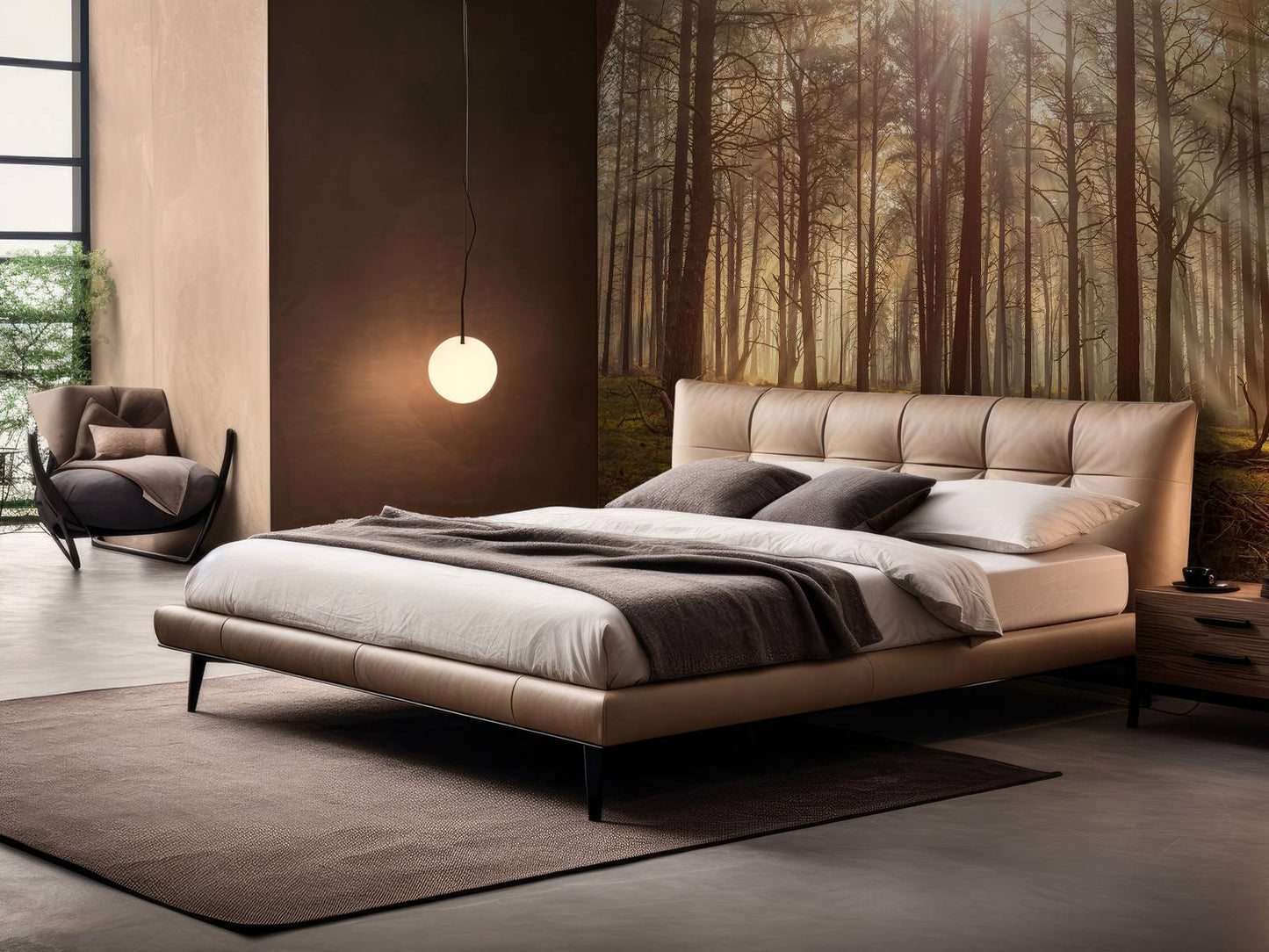 Fotobehang - Bos met hoge bomen