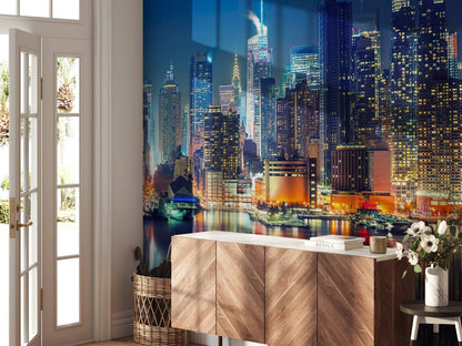 Fotobehang - Fotobehang - New York skyline in de nacht