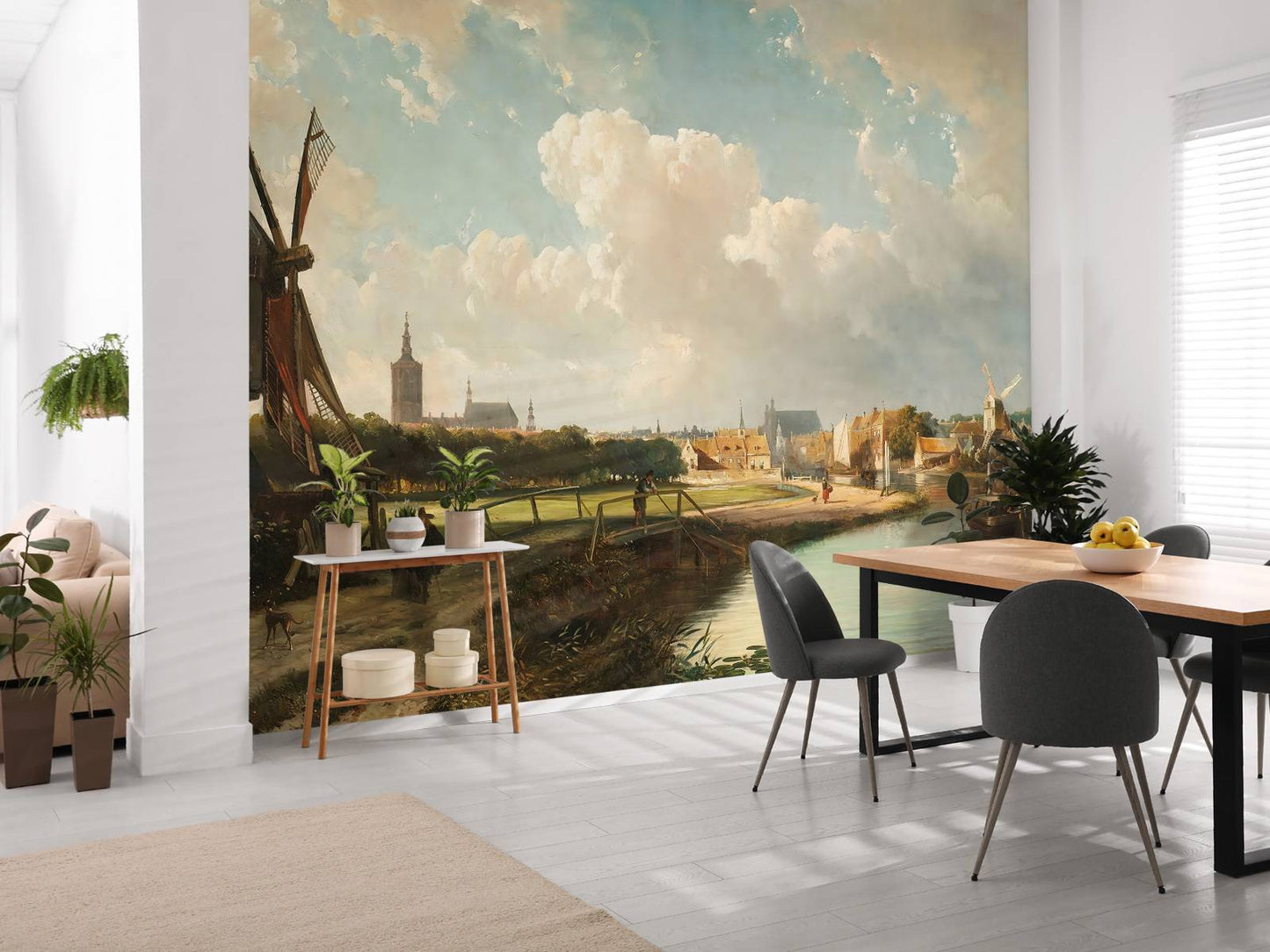 Fotobehang - Gezicht op Den Haag vanaf de Delftse vaart in de zeventiende eeuw