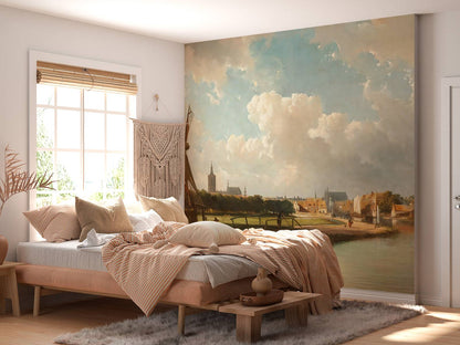 Fotobehang - Gezicht op Den Haag vanaf de Delftse vaart in de zeventiende eeuw