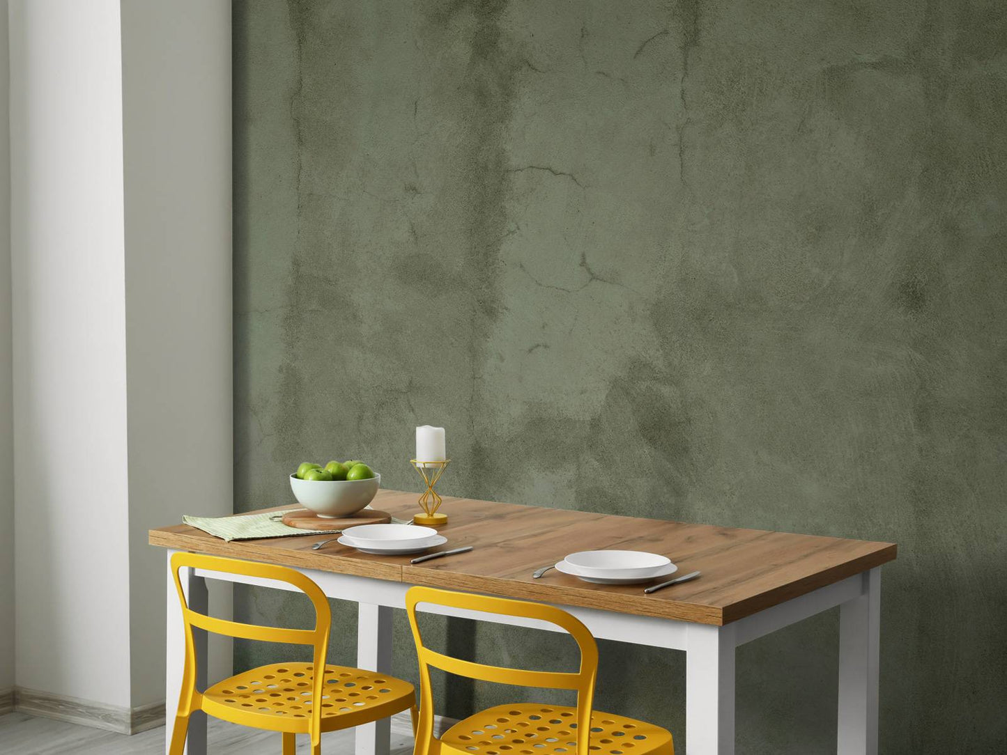 Fotobehang - Groen beton met vegen barsten