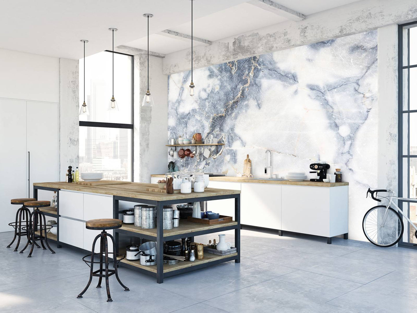 Fotobehang - Licht gekleurd marmer