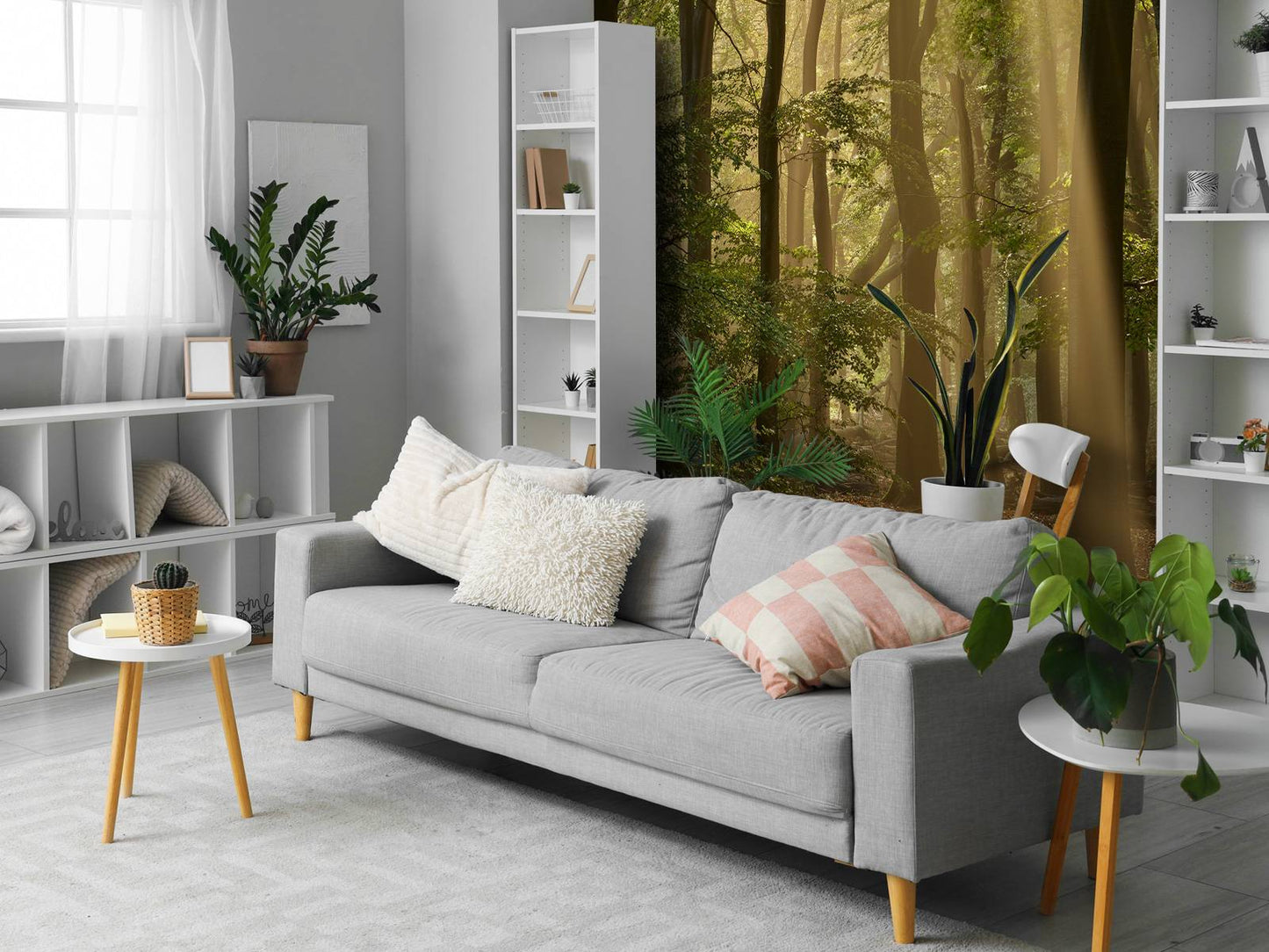 Fotobehang - Oud bos met zonneharpen