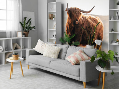 Fotobehang - Schotse hooglander op een heuvel