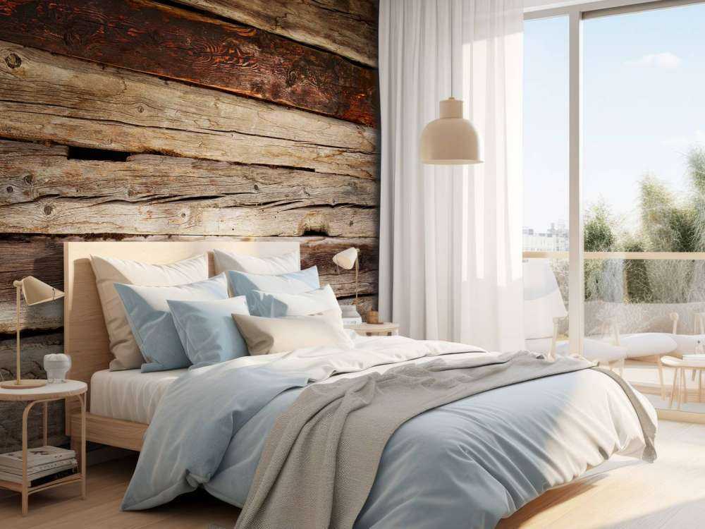 Fotobehang - Verweerd rood hout