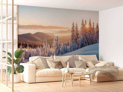 Fotobehang - Winterochtend in de bergen