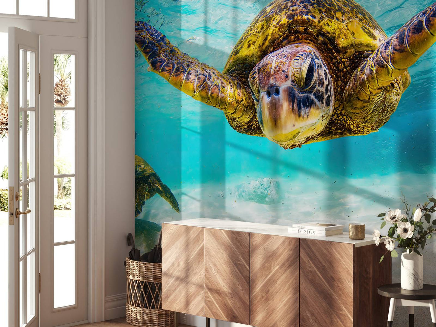 Fotobehang - Zeeschildpad in de oceaan