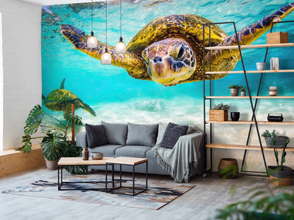 Fotobehang - Zeeschildpad in de oceaan