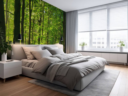 Fotobehang - Zonnige weg door een bos