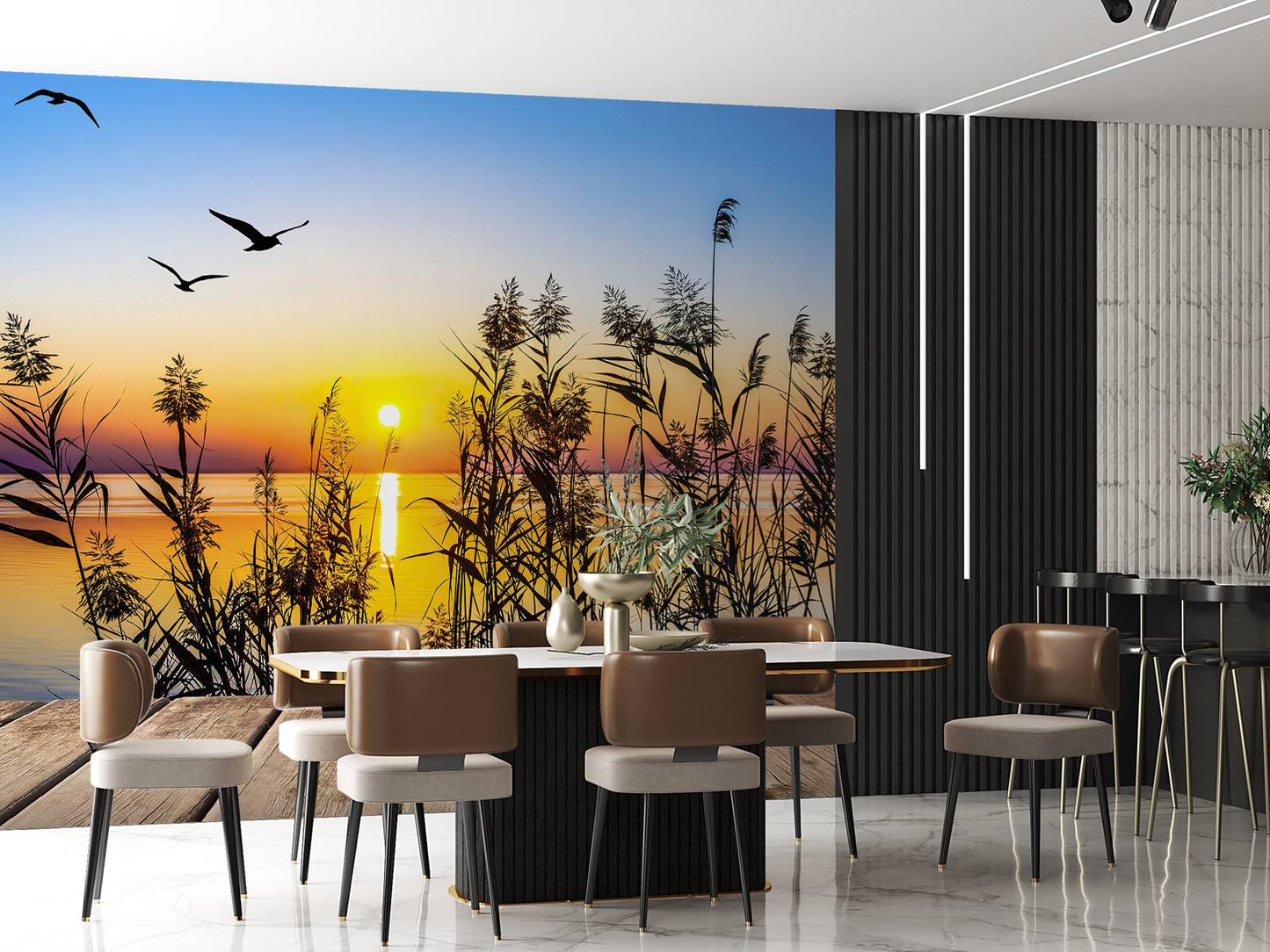 Fotobehang - Zonsondergang op het meer