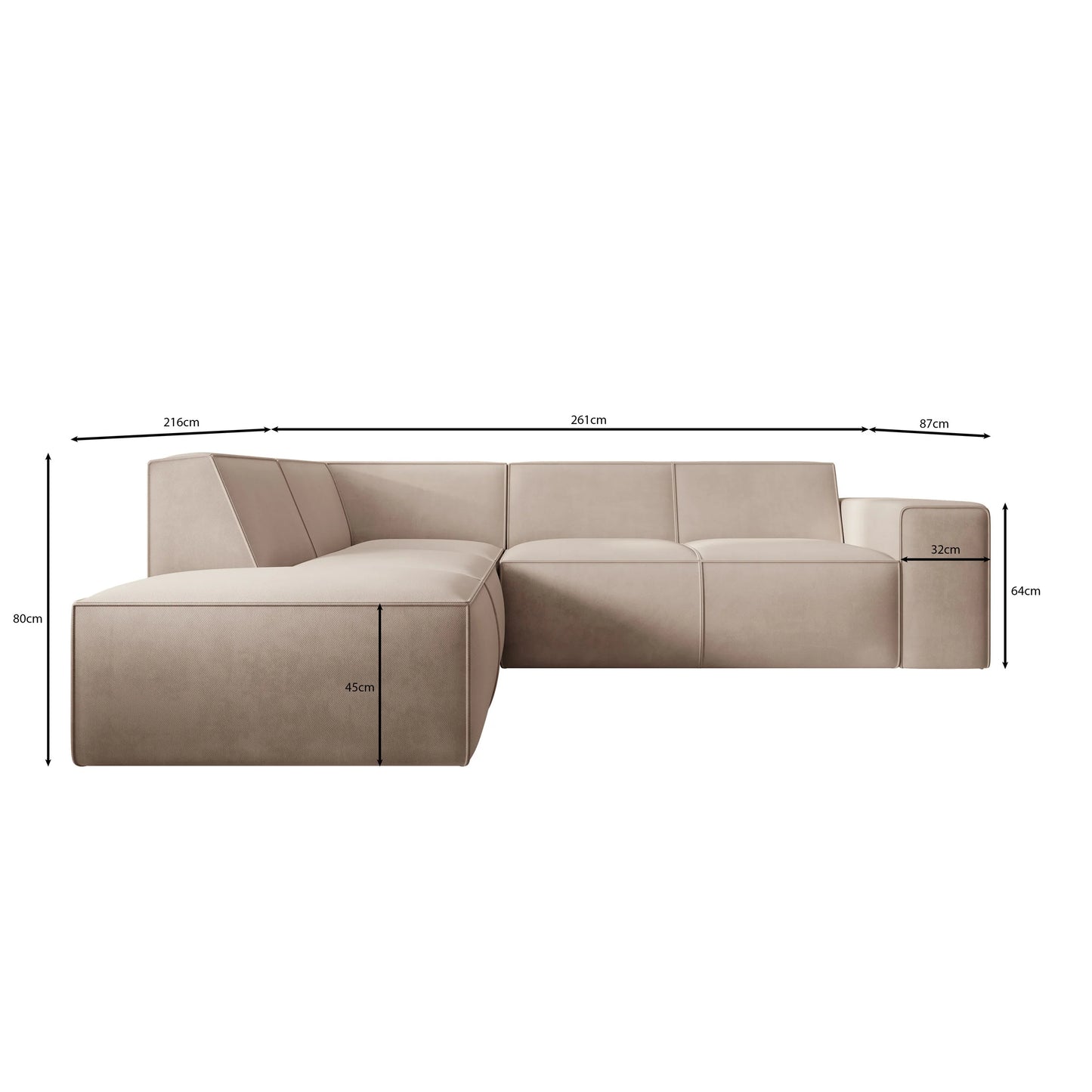 Monet Hoekbank 4-zits met chaise longue