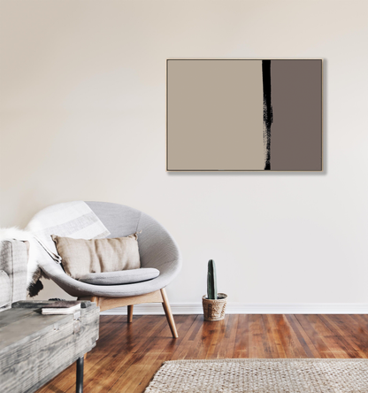 Double Stripe Black Brown Canvas Kunst