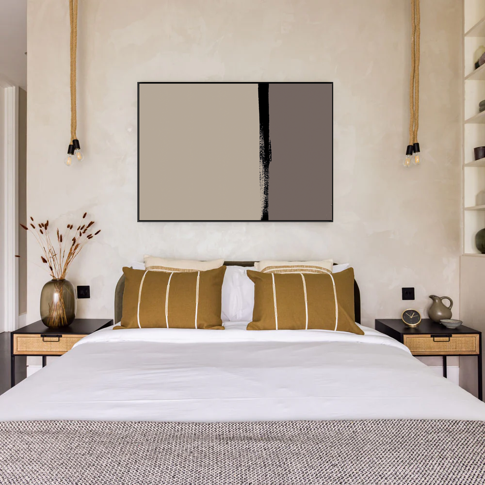 Double Stripe Black Brown Canvas Kunst