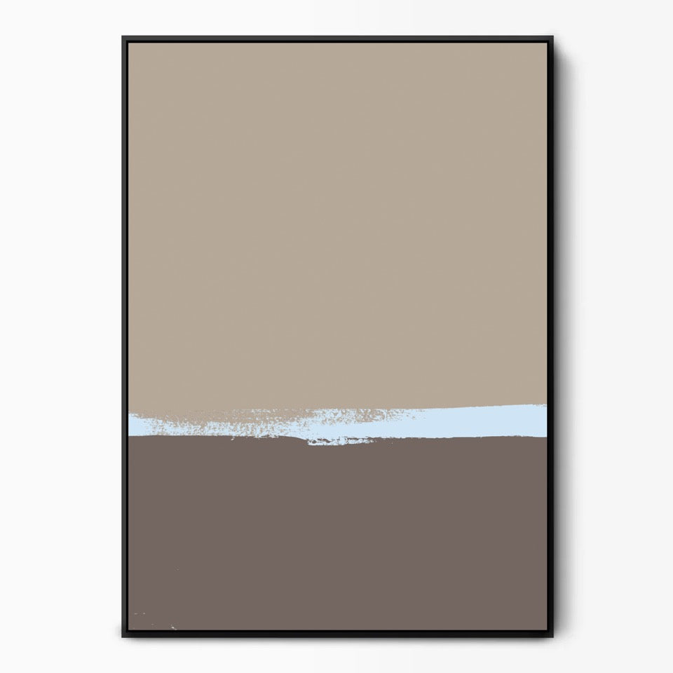 Double Stripe Blue Brown Canvas Kunst