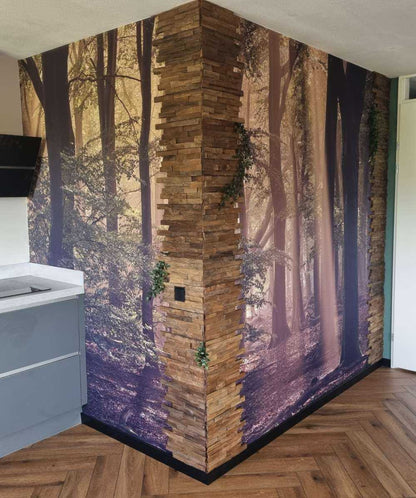 Fotobehang - Oud bos met zonneharpen