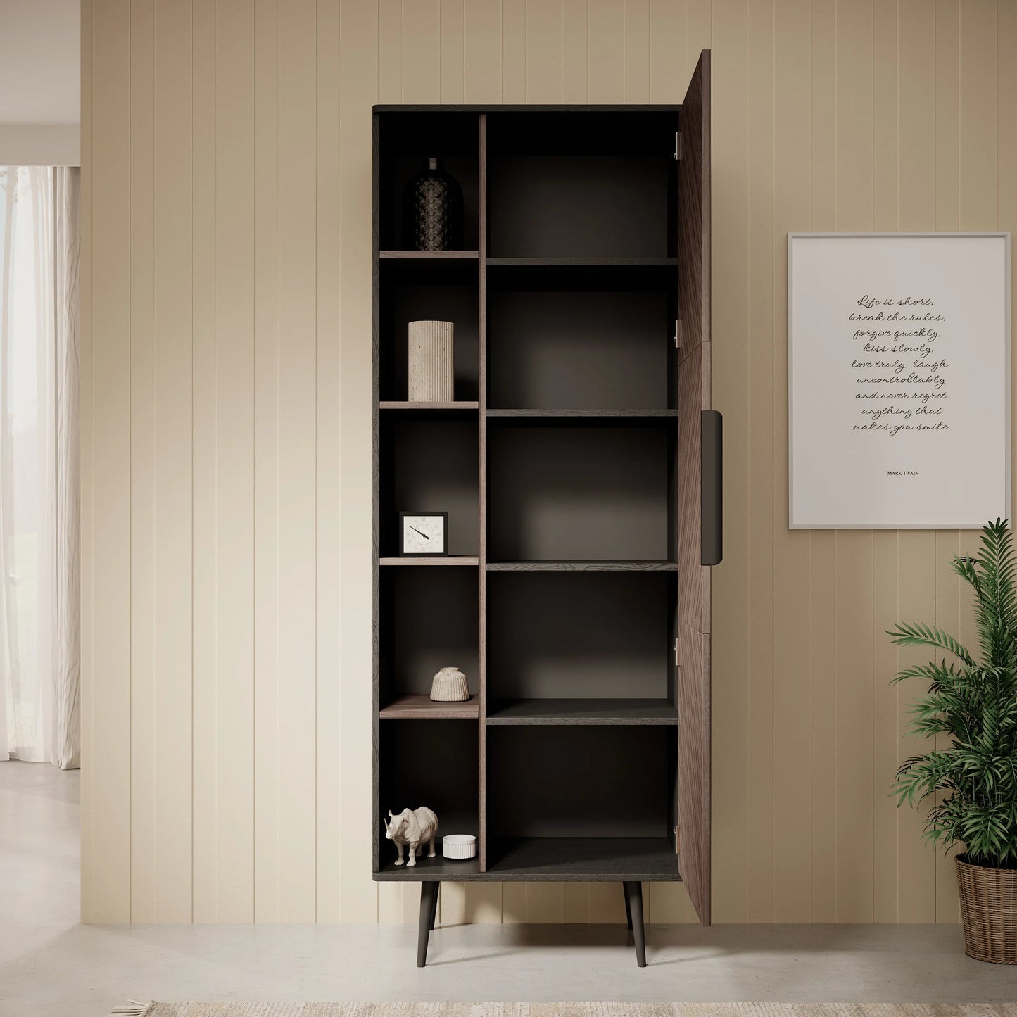 Pedro Boekenkast Donker eiken/zwart eiken 70x41x190 cm