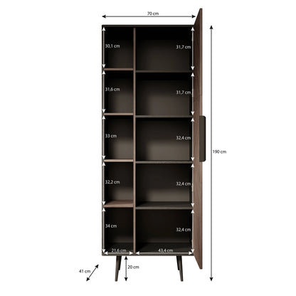 Pedro Boekenkast Donker eiken/zwart eiken 70x41x190 cm