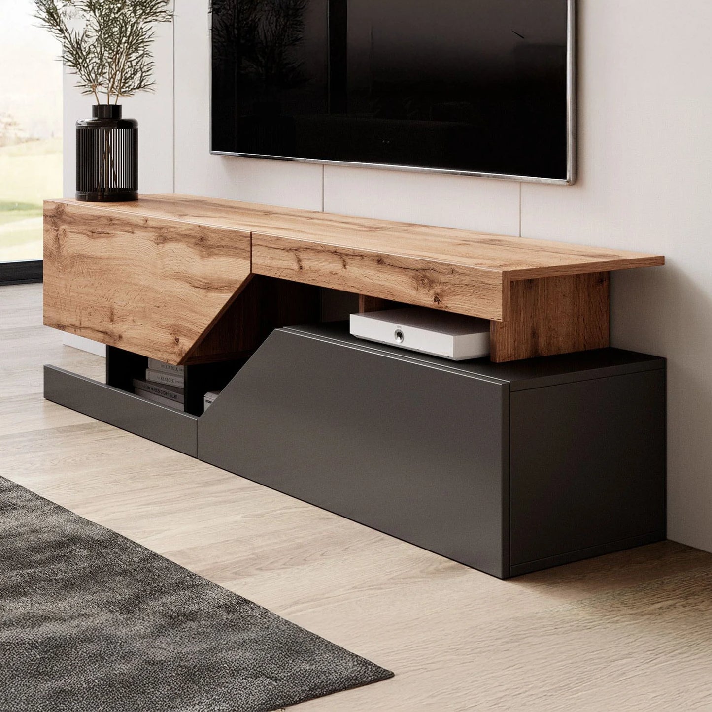 Canberra TV-Meubel Eiken/antraciet 160/200 cm