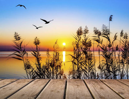 Fotobehang - Zonsondergang op het meer